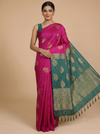 Magenta with Teal Green Semi Silk Saree