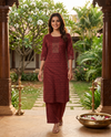 Maroon Printed Cotton Kurti Set