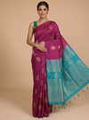 Magenta with Turquoise Blue - Semi Silk Saree