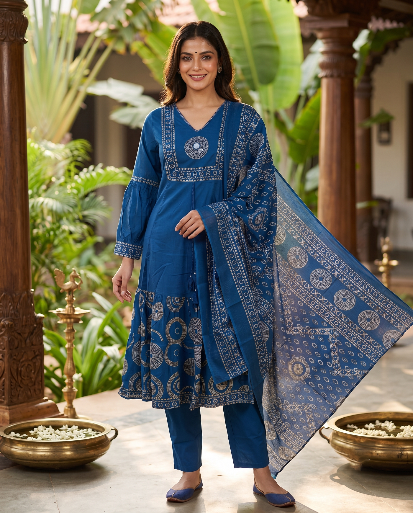 Indigo Blue with Dupatta Anarkali Set