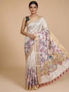 Off-White base with a vibrant multicolor Dola Silk Saree