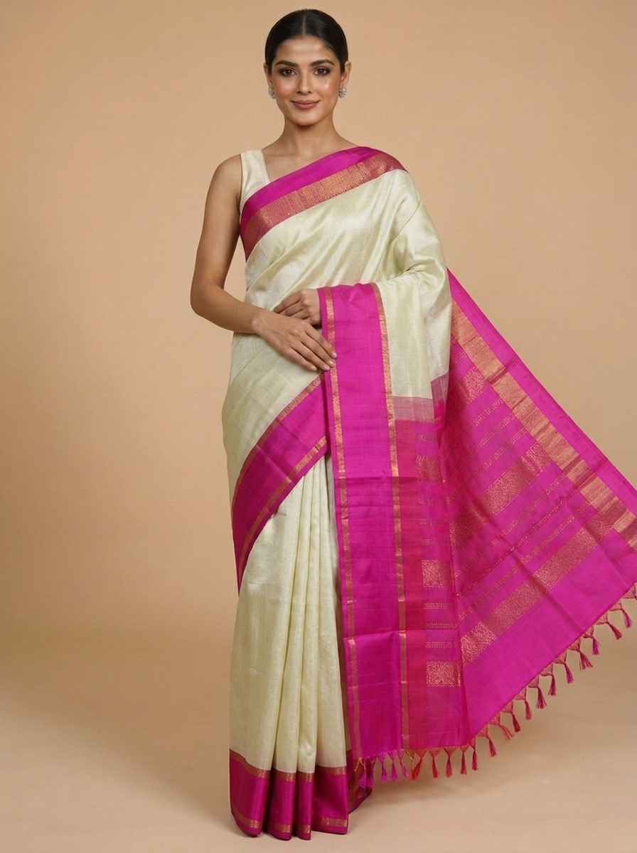 Elegant Pastel Green and Magenta Pure Silk Cotton Saree