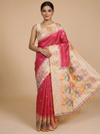 Pink and Cream Fancy Silk Saree