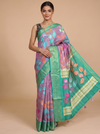 Onion Pink with Sea Green - Semi Raw Silk Saree