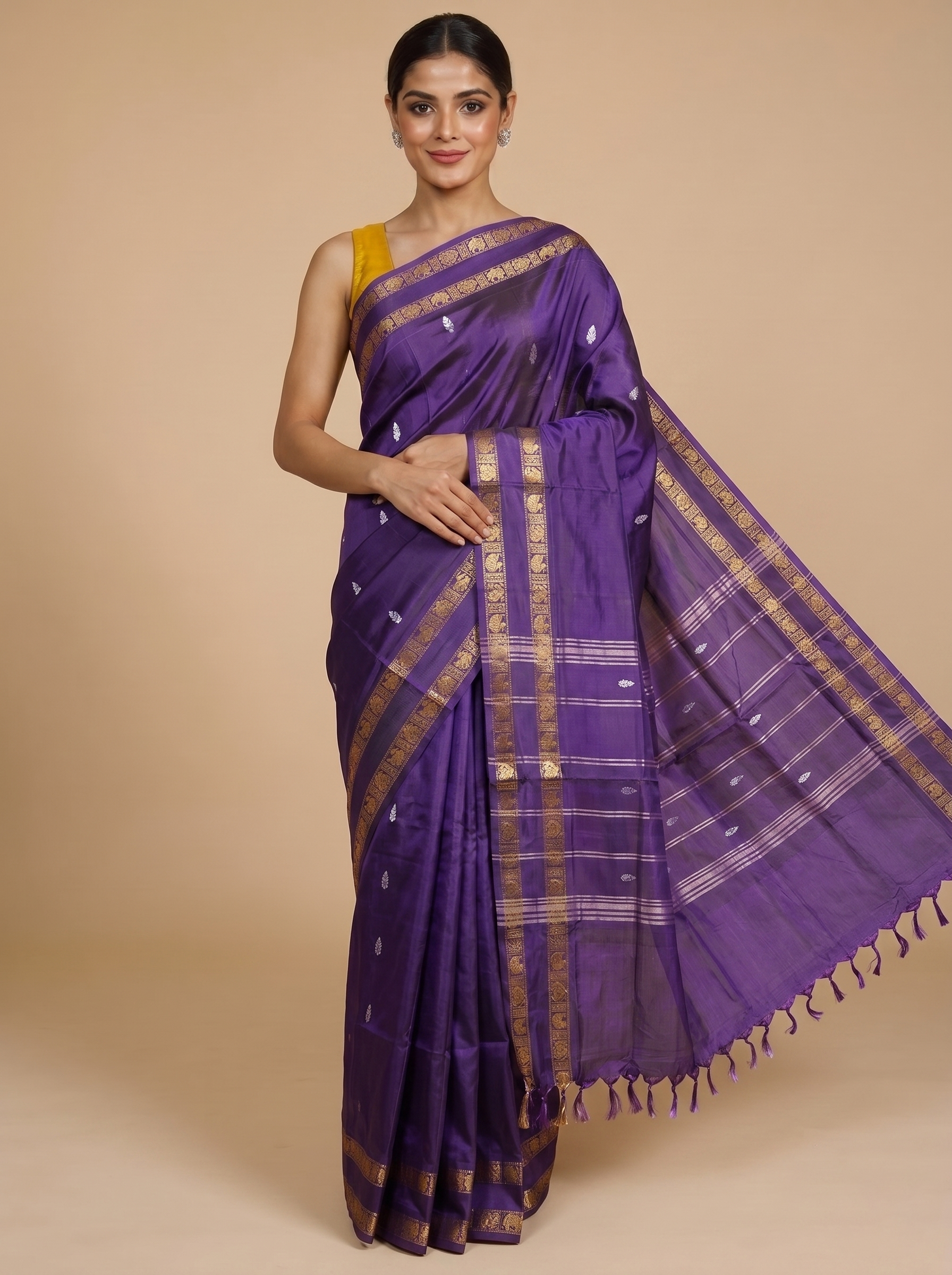 Purple and Purple-Gold Vaalai Naar Pattu Saree