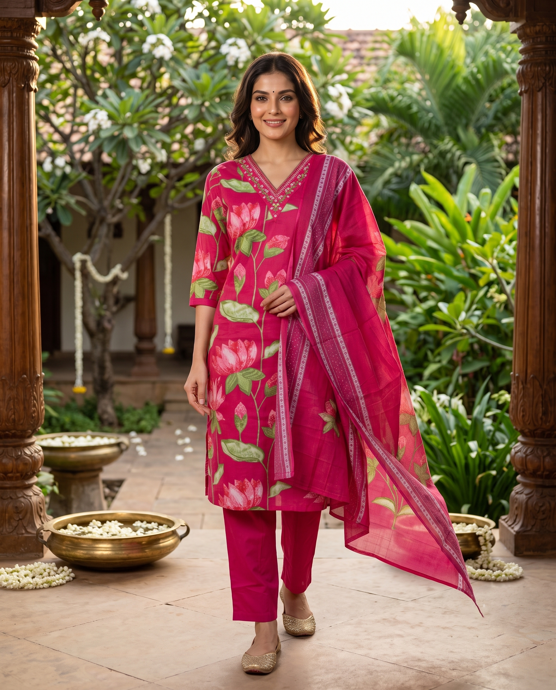 Magenta Pink with Pink Anarkali Set