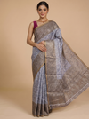 Grey with Brown Pallu - Linen Cotton Saree