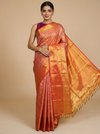 Vibrant Orange Kanchipuram Silk Saree with All-Over Brocade