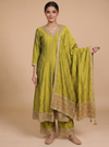 Olive Green with Zari  Dupatta Ready Made Kurti Set