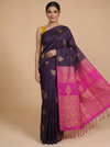 Deep Purple with Magenta Pink  Semi Silk Saree