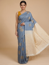 Grey with Cream Pallu Semi Silk Saree
