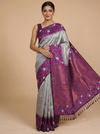 Silver with Purple Fancy Silk Saree