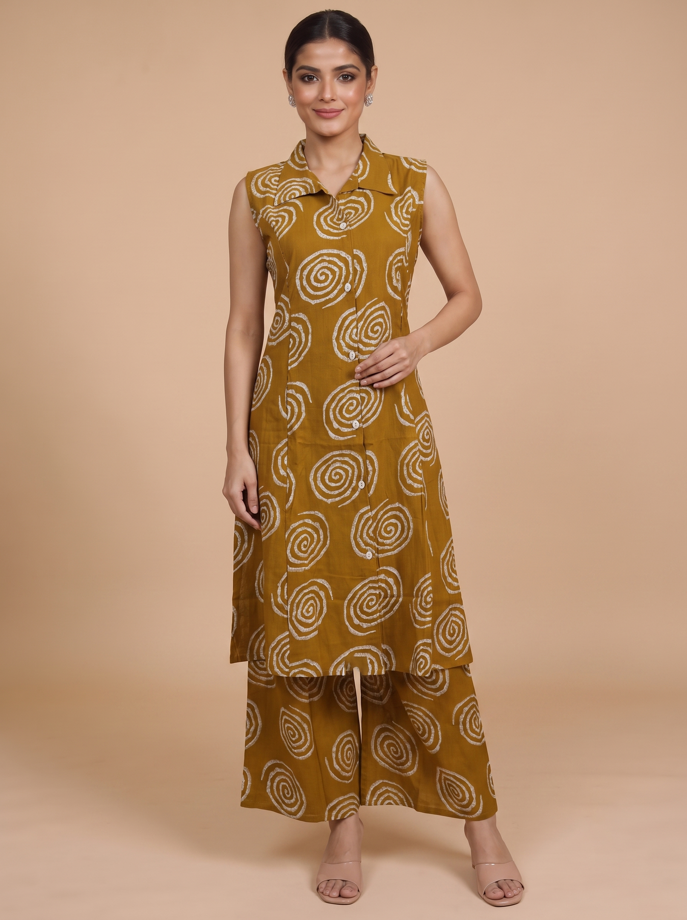 Mustard Yellow Cotton Batik Print Co-ord Set