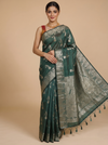 Bottle Green with Silver - Semi Tussar Saree
