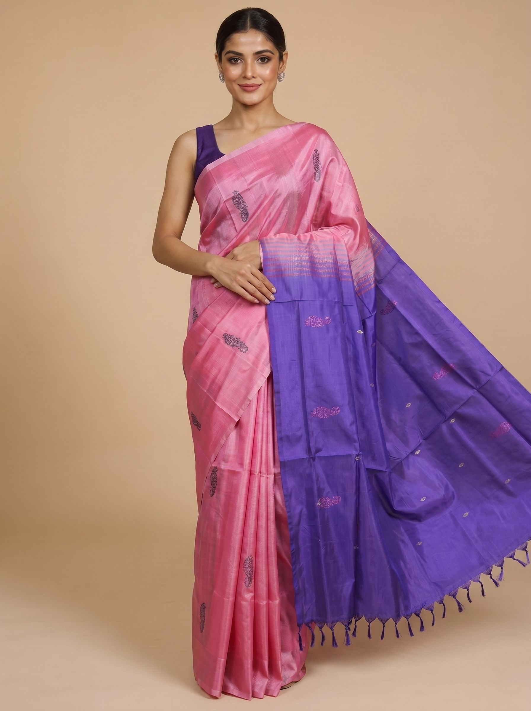 Pink with Purple Vaalai Naar Pattu Saree