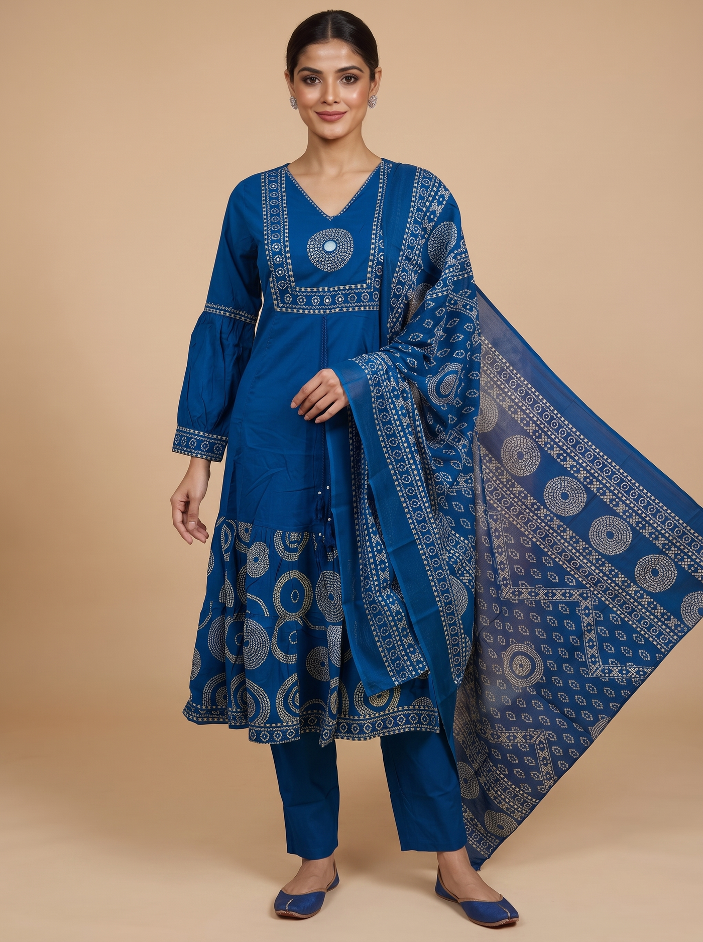 Indigo Blue with Dupatta Anarkali Set