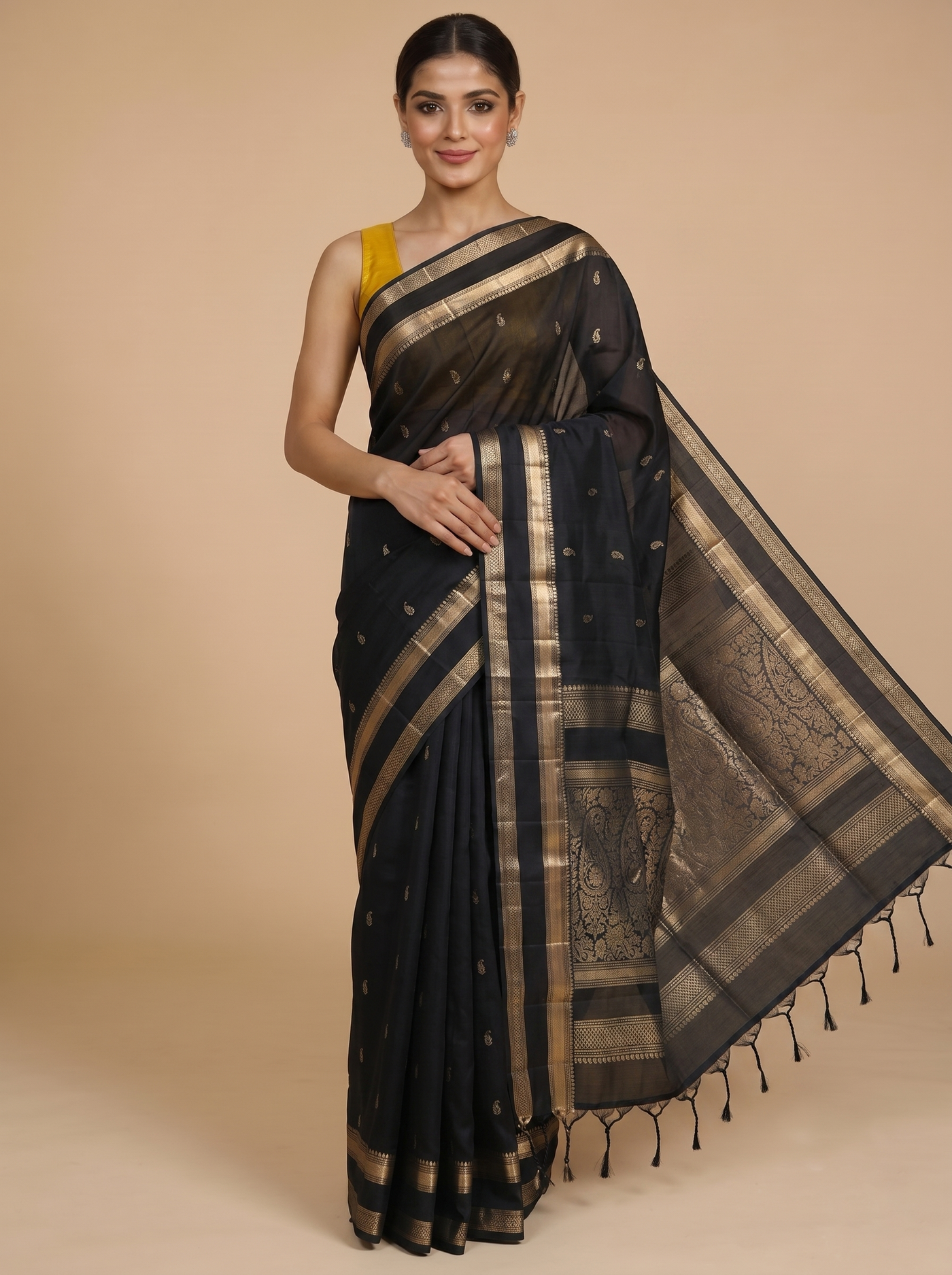 Black with Gold - Pure Kanchipuram Silk Saree