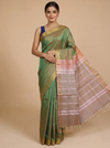 Olive Green with Pastel Pink and Beige Munthi Vaalai Naar Pattu Saree