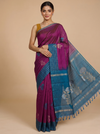 Wine with Teal Blue - Pure Silk Cotton Saree