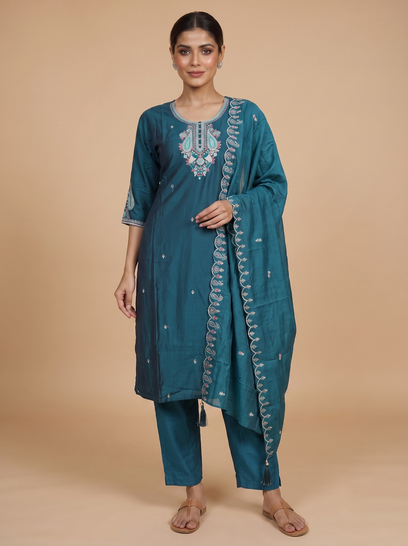 Teal Blue with Dupatta Ready Made Salwar Suit