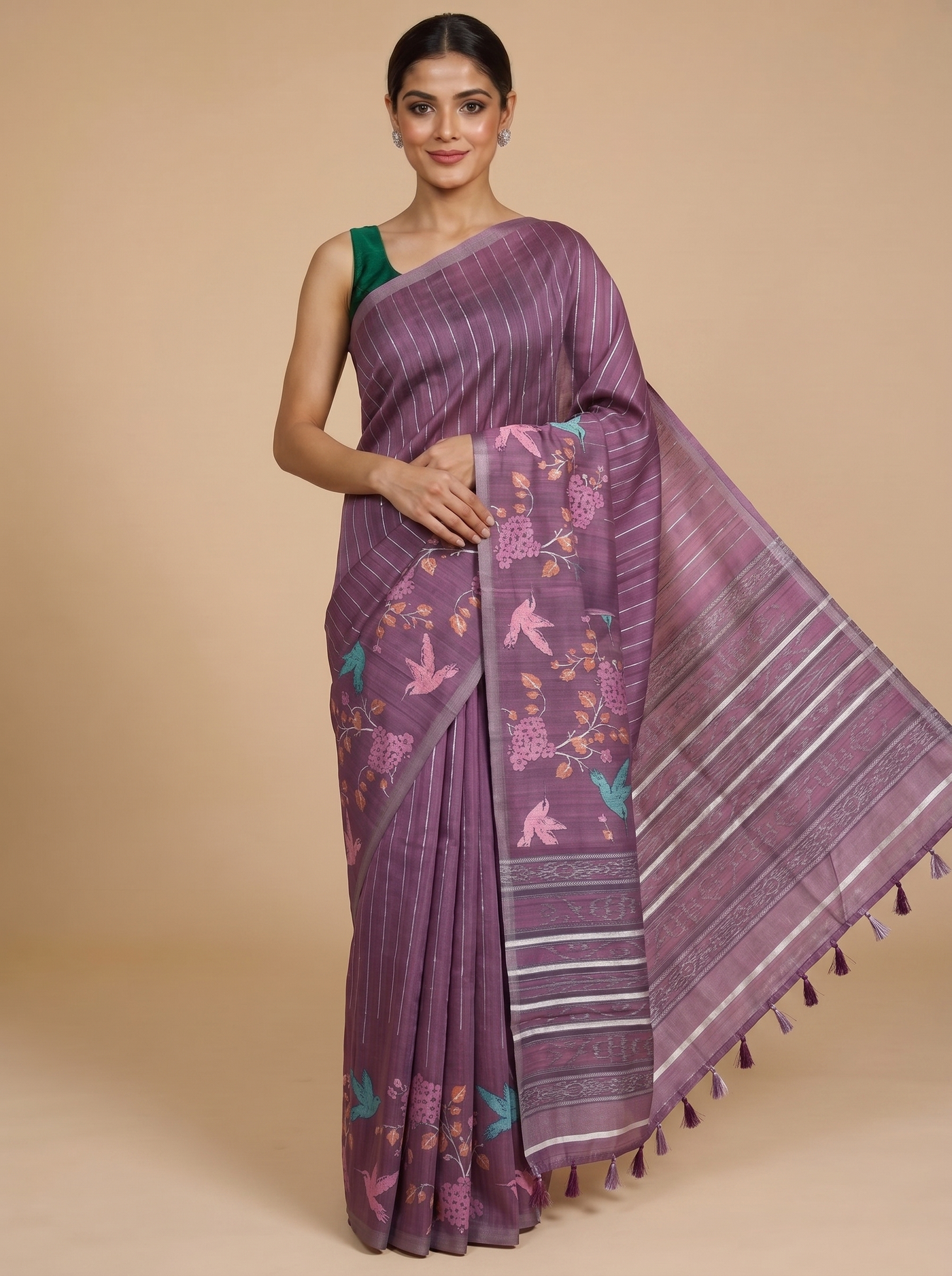 Mauve with Matching Pallu - Semi Tussar Saree