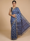 Royal Blue and Indigo with Charcoal Grey Munthi Dola Silk Saree