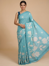 Sea Green with Floral Pallu - Semi Tussar Saree