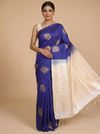Royal Blue with Cream Semi Silk Saree