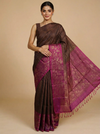 Exquisite Coffee Brown With Magenta Silk Saree with Fine Zari Checks