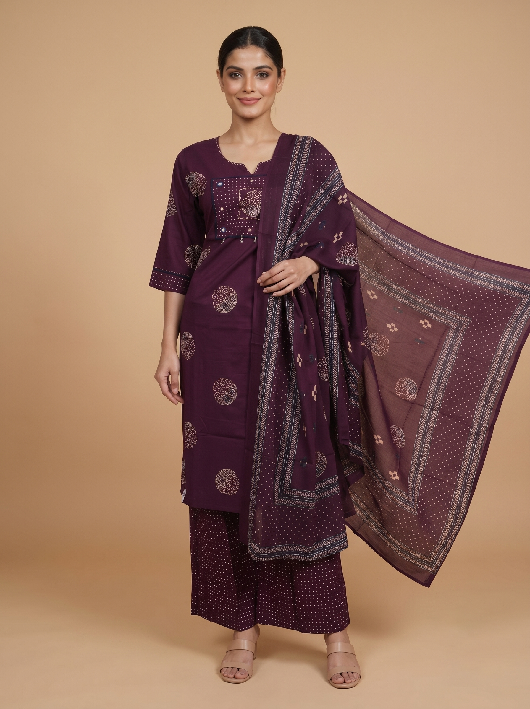 Wine Purple with Matching Dupatta Ready Made Salwar Suit