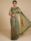 Olive Green and Antique gold Kanchipuram Gold  Silk Saree