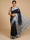 Royal Black & Antique Silver Kanchipuram Silk Saree