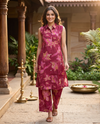 Wine Red Floral Co-ord Set