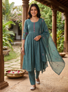 Teal Green With Dupatta Anarkali Set