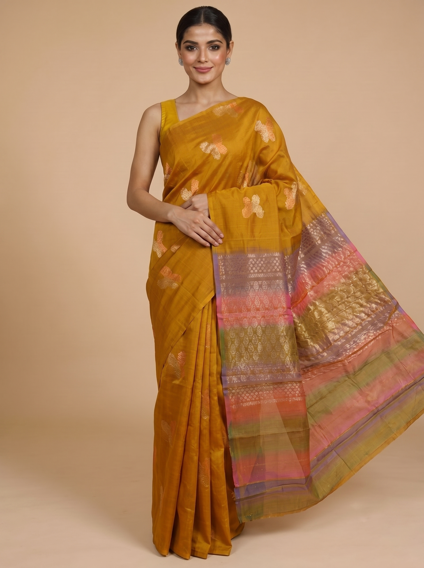 Elegant Mustard Yellow Pure Silk Cotton Handloom Saree