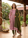 Olive Green with Pink Dupatta Ready Made Kurti Set