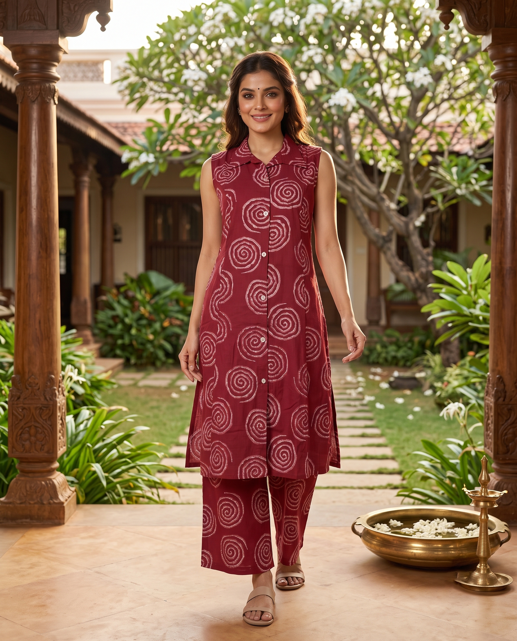 Maroon Shibori Print Co-ord Set
