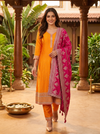 Mango Orange with Magenta Pink Dupatta Ready Made Kurti Set