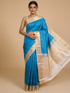 Luminous Peacock Blue With Gold Zari Kanchipuram Silk Saree