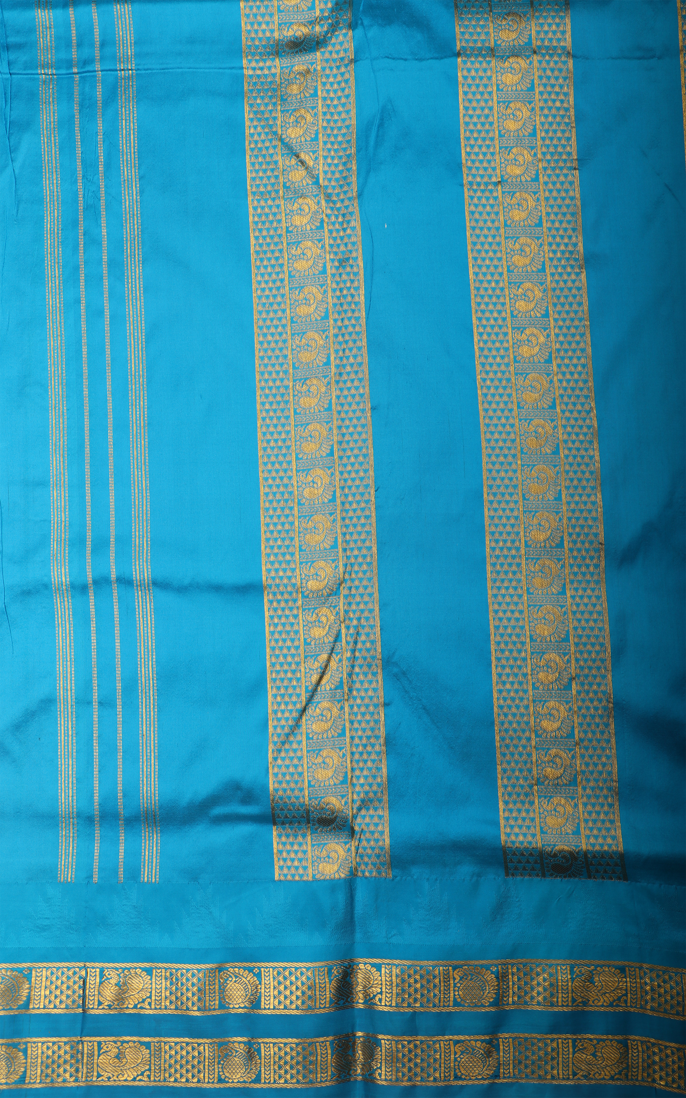 Pink and Teal Blue 10 Yards Pure Silk Saree