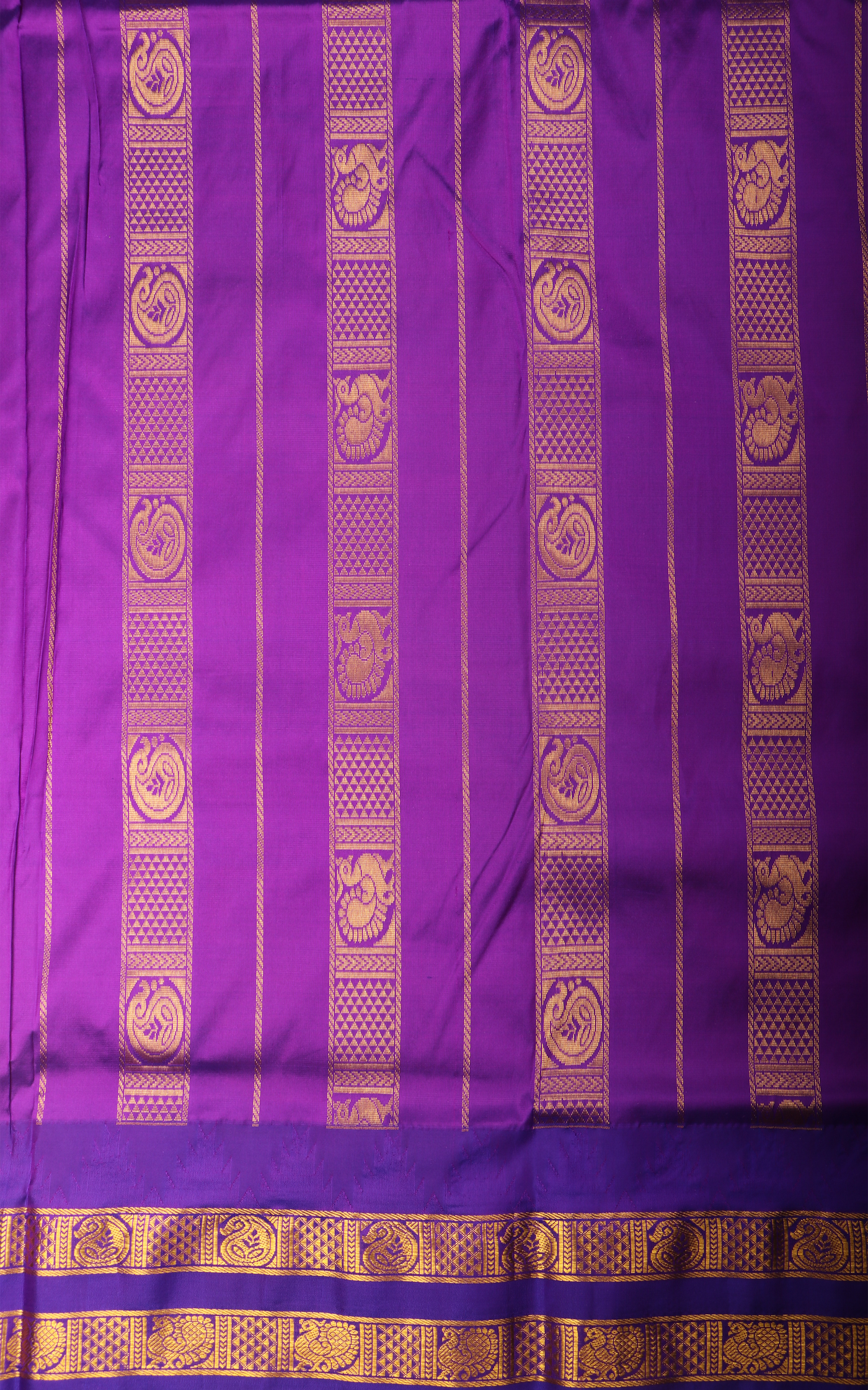 Yellow and Purple 10 Yards Pure Silk Saree