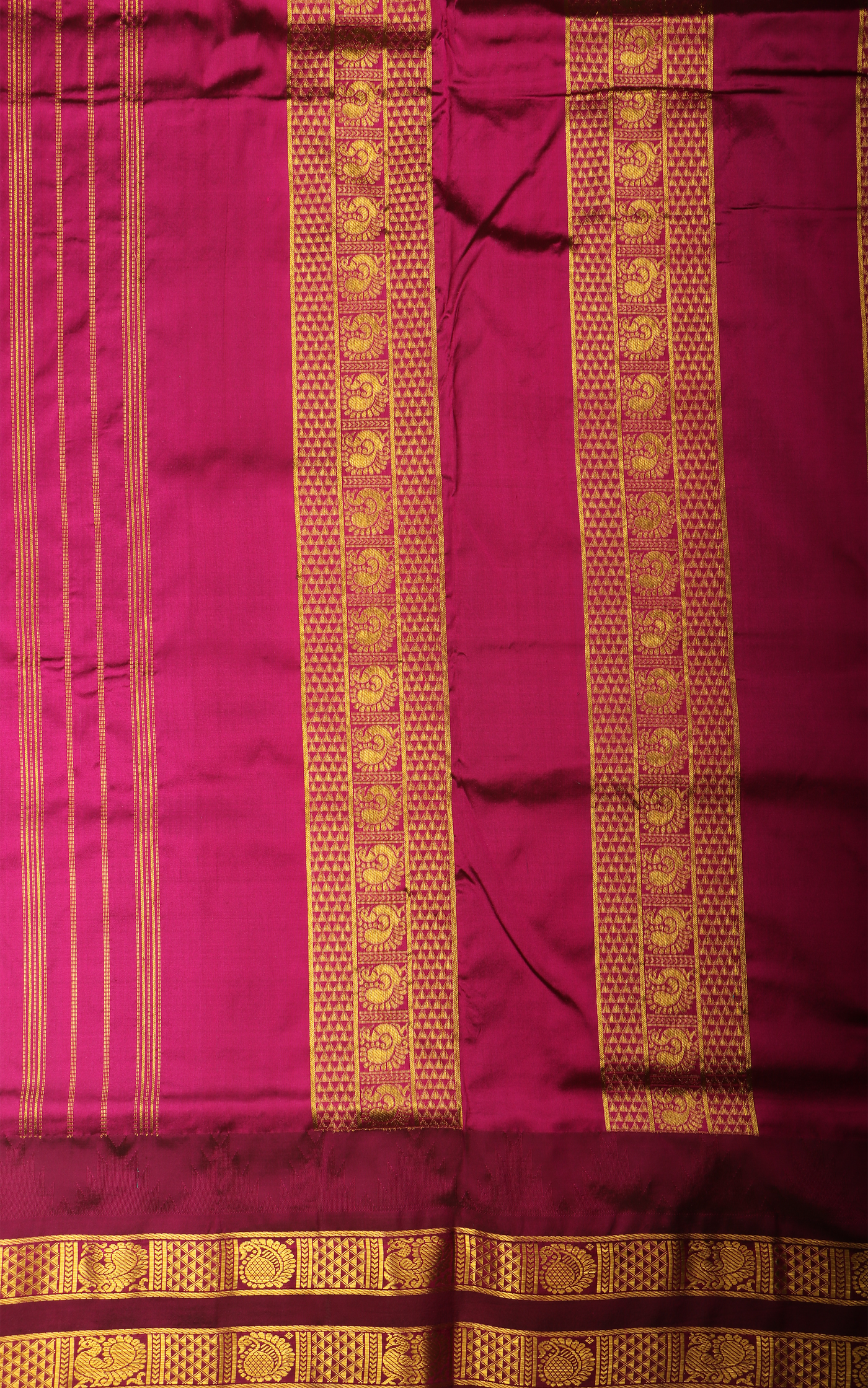 Teal Green and Maroon 10 Yards Pure Silk Saree