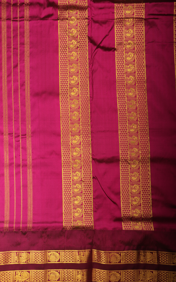 Teal Green and Maroon 10 Yards Pure Silk Saree