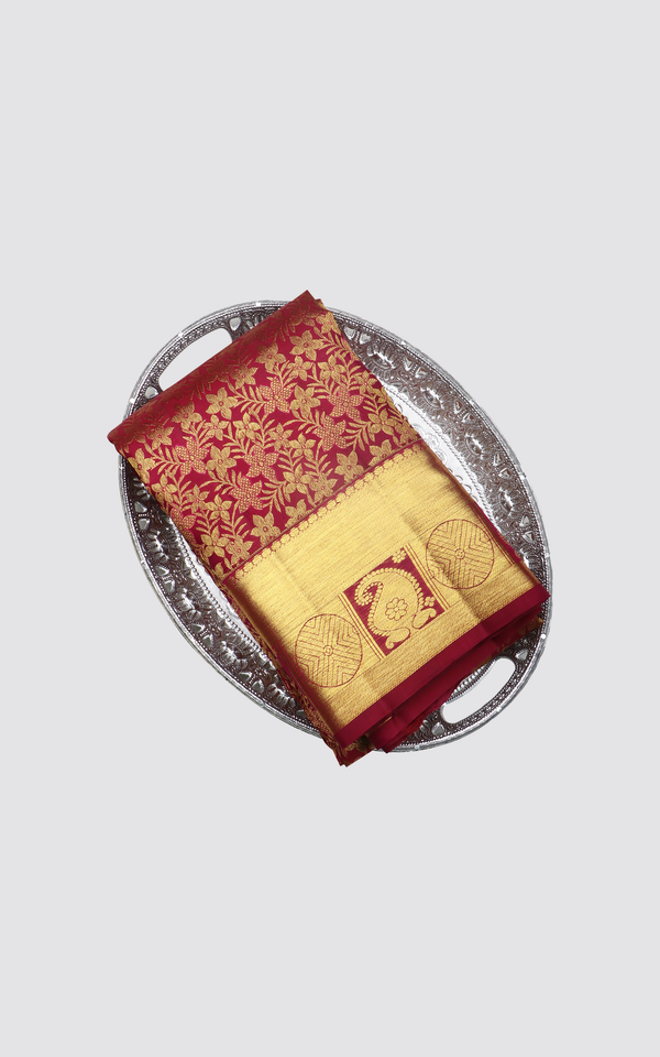 Maroon Pure Kanjivaram Silk Saree