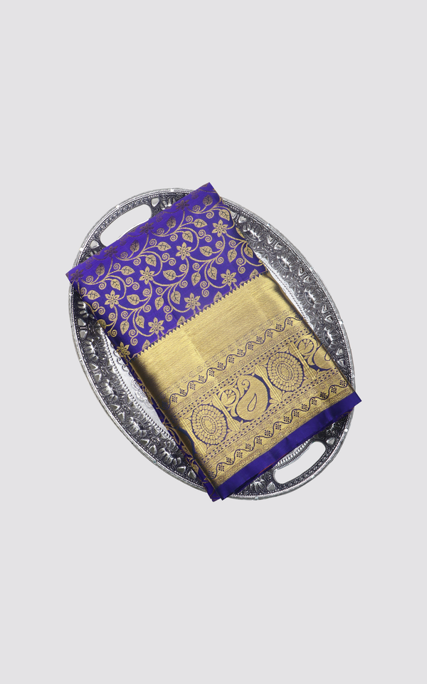 Dark Blue Pure Kanjivaram Silk Saree