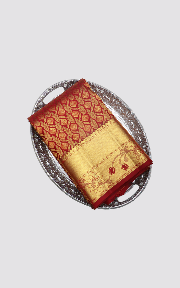 Deep Maroon Pure Kanjivaram Silk Saree
