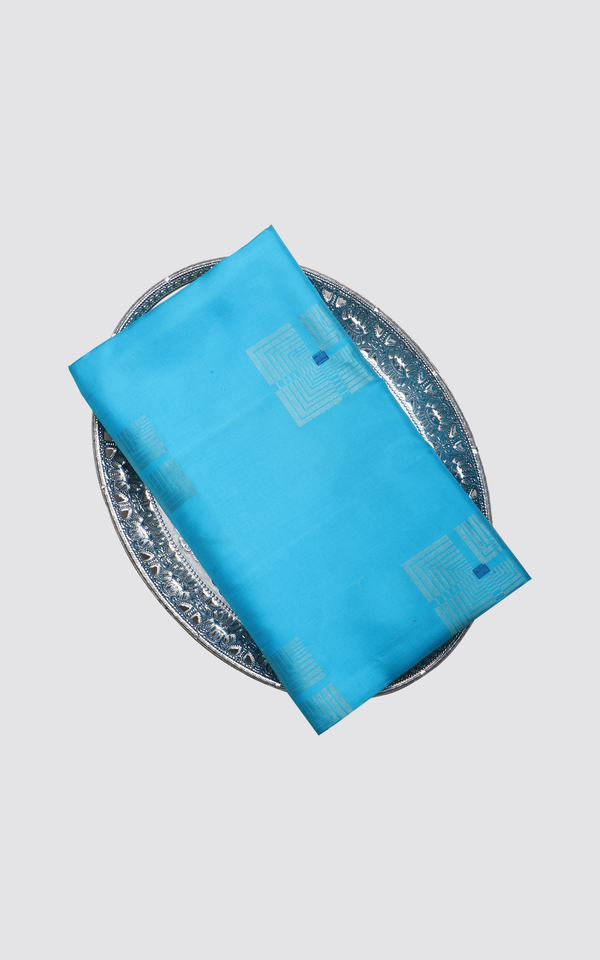 Rama Blue and Violet Pure Soft Silk Saree