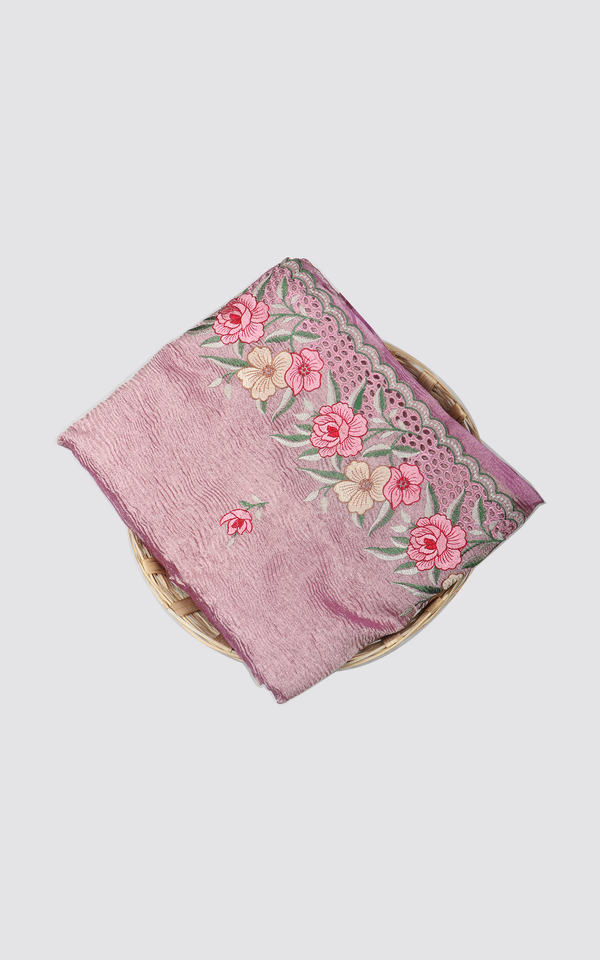 Pink Crushed Tissue Saree