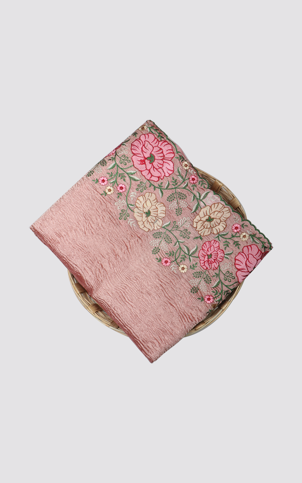 Mauve Pink Crushed Tissue Saree