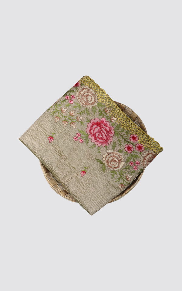 Green Shade Crushed Tissue Saree